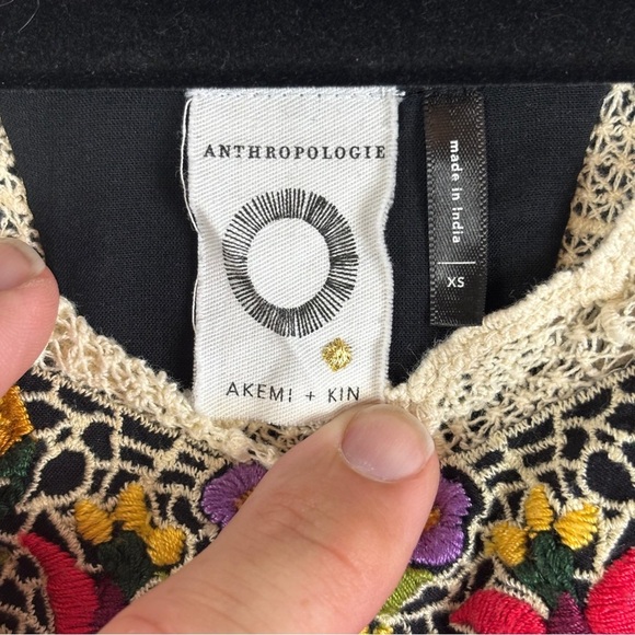 Anthropologie Akemi + Kin black Embroidered A-line tank Dress sz XS - Picture 4 of 12